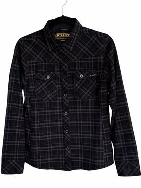 Klim Flannel Shirt, Black and Gray Plaid, size M